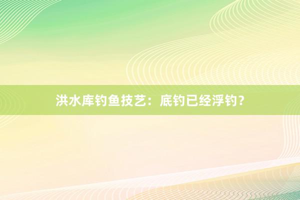 洪水库钓鱼技艺：底钓已经浮钓？