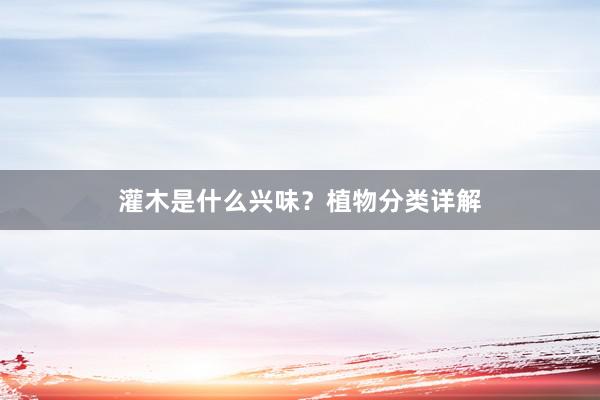 灌木是什么兴味？植物分类详解